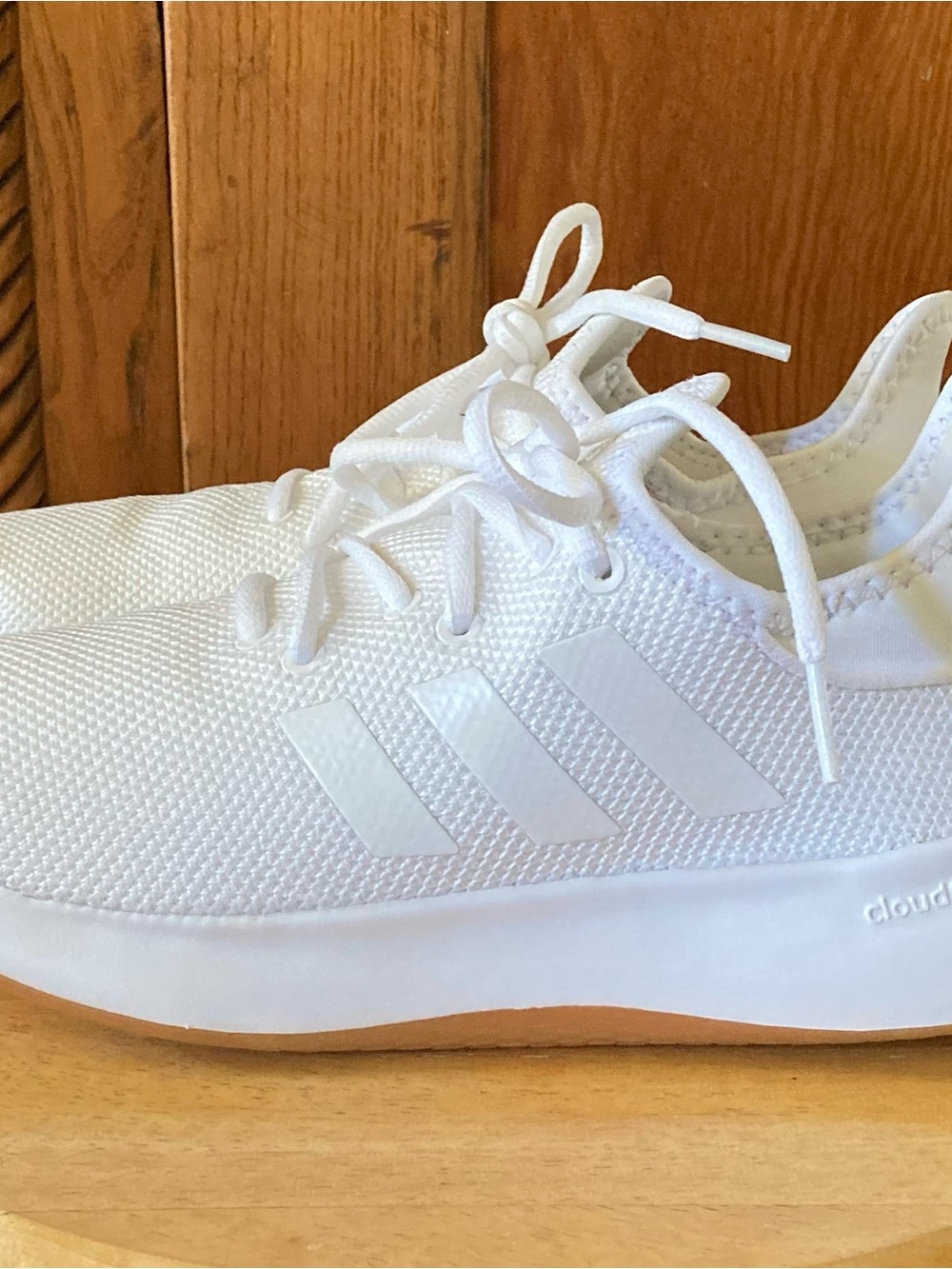 adidas Cloudfoam Pure SPW White Sneakers Gum Sole Women’s Size 8 - Picture 3 of 7